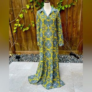 For Love and Lemons Geneva Geometric Bohemian Long Sleeve Maxi Dress XS